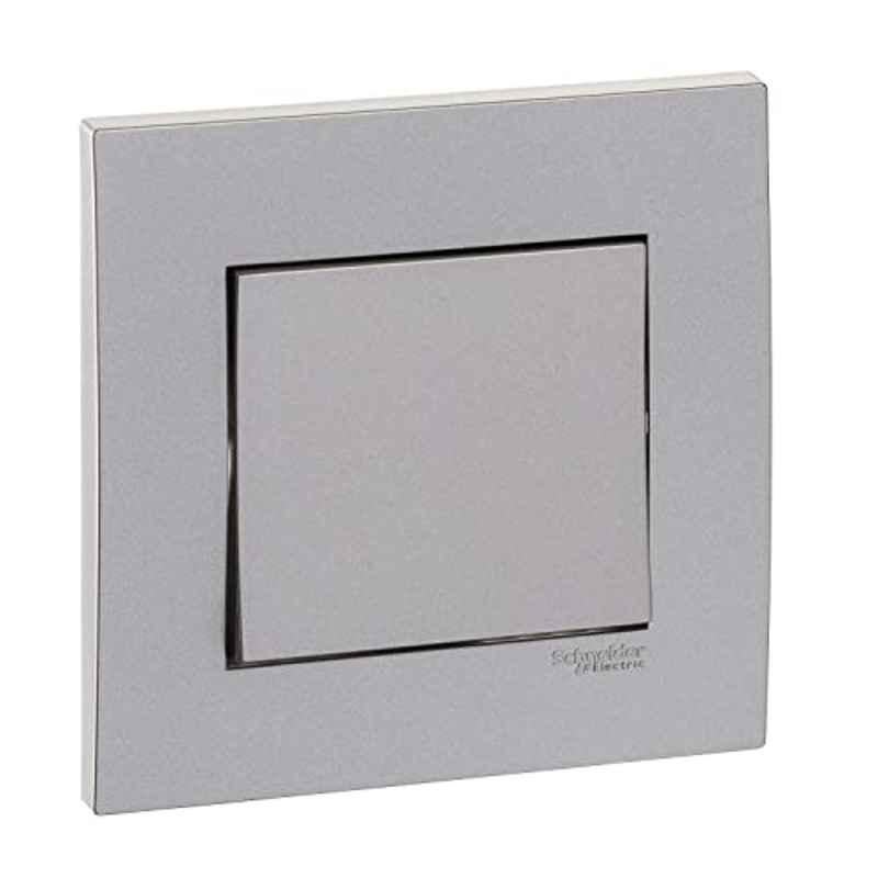 Schneider Vivace 16A 1 Way 1 Gang Polycarbonate Silver Plate Switch, KB31R_1_AS