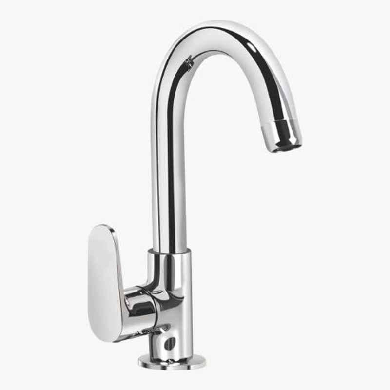 Kerovit Hydrus Silver Chrome Finish Deck Mounted Sink Cock with Swivel Spout, KB411028