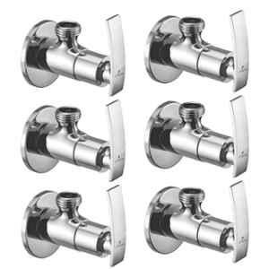 Cliquin Desire Brass Silver Chrome Wall Mounted Angle Valve with Wall Flange (Pack of 6)