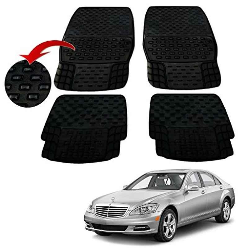 Kozdiko 4 Pcs PVC & Rubber Black Car Floor Mat Set for Mercedes Benz All Cars