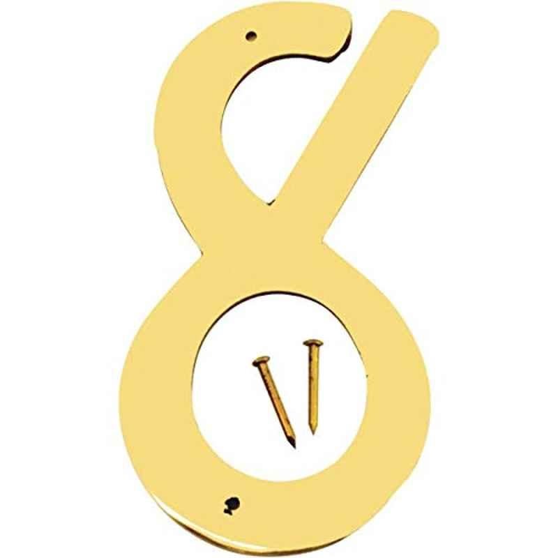 HY-KO 4 inch Brass Decorative Solid House Number 8, Br-40/8