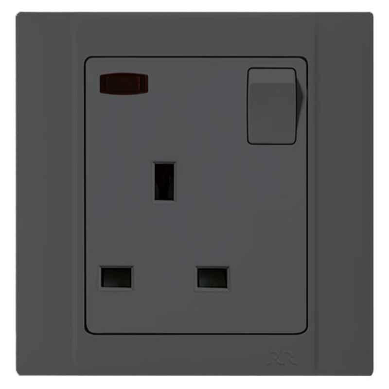 RR 13A Black DP Outlet Switched Socket with Neon, VN6661-BK