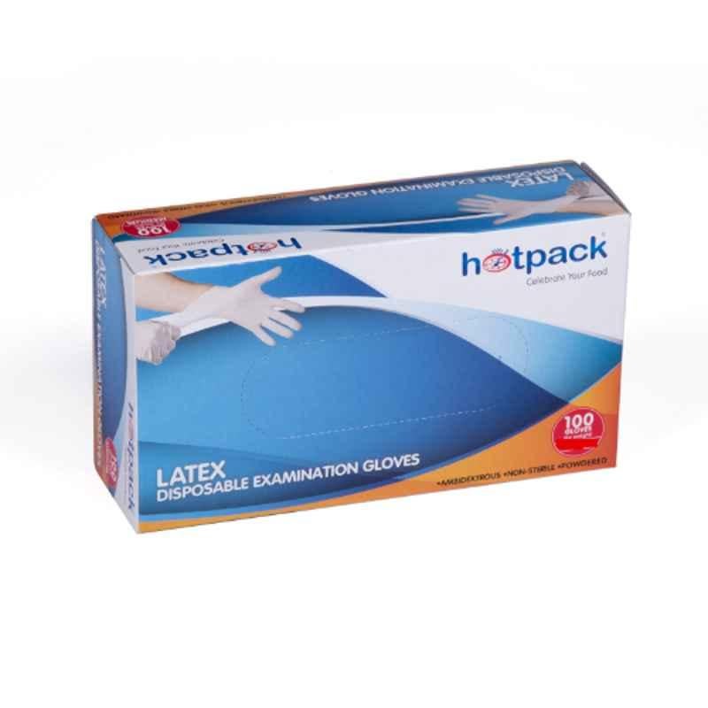 Hotpack 100Pcs Latex Gloves Set, LGS, Size: S
