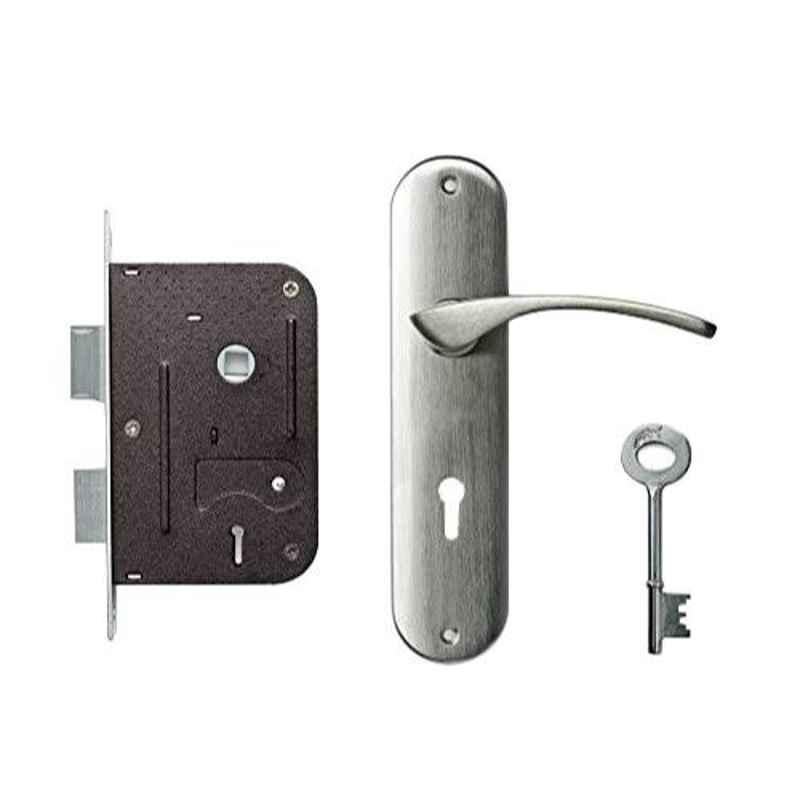 Godrej 6 Levers Crystal Satin Steel Door Handle with Lock Set, 7299