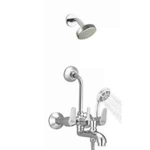 Mayur Ocich Trendy 3 Pcs Brass Wall Mounted Heavy Duty 3 In 1 Wall Mixer Set with LAX Ohs & 5-Flow Handshower