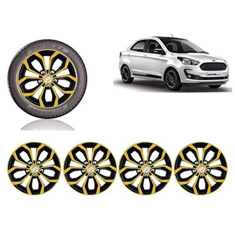 Auto Pearl 4 Pcs 14 inch ABS Golden & Black Car Wheel Cover Set for Ford Figo Aspire 2019