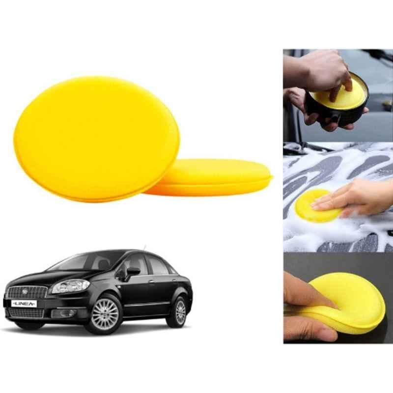 Auto Pearl Polyurethane Beige Washing & Waxing Polish Foam Sponge for Linea 2009-2014 (Pack of 2)