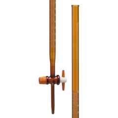 ABGIL 2ml Borosilicate Glass Amber Burette with Straight Bore PTFE Plug Stopcock, ABG956