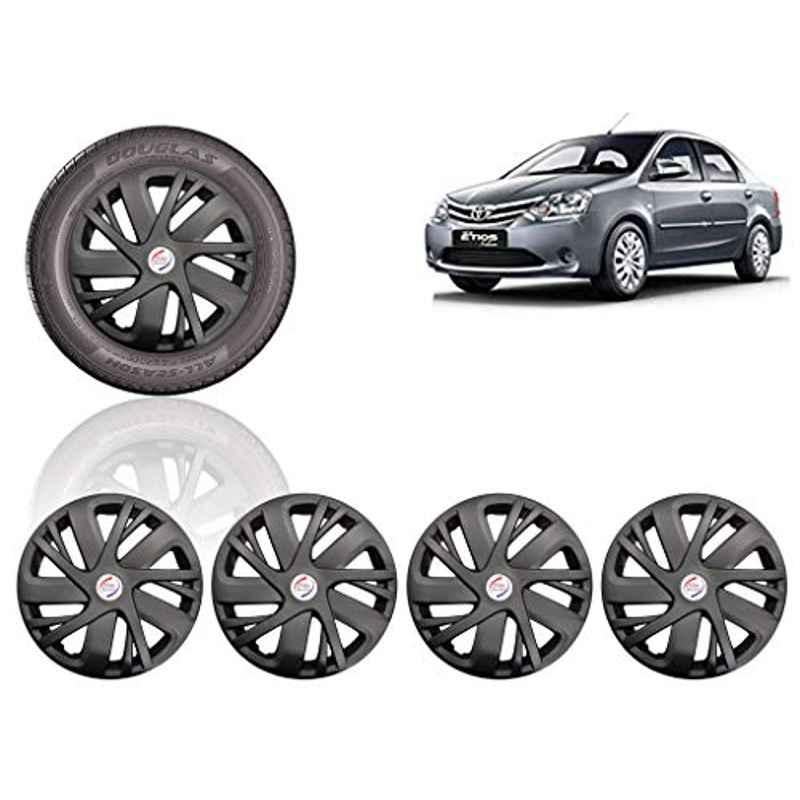 Auto Pearl 4 Pcs 14 inch ABS Black Car Wheel Cover Set for Toyota Etios