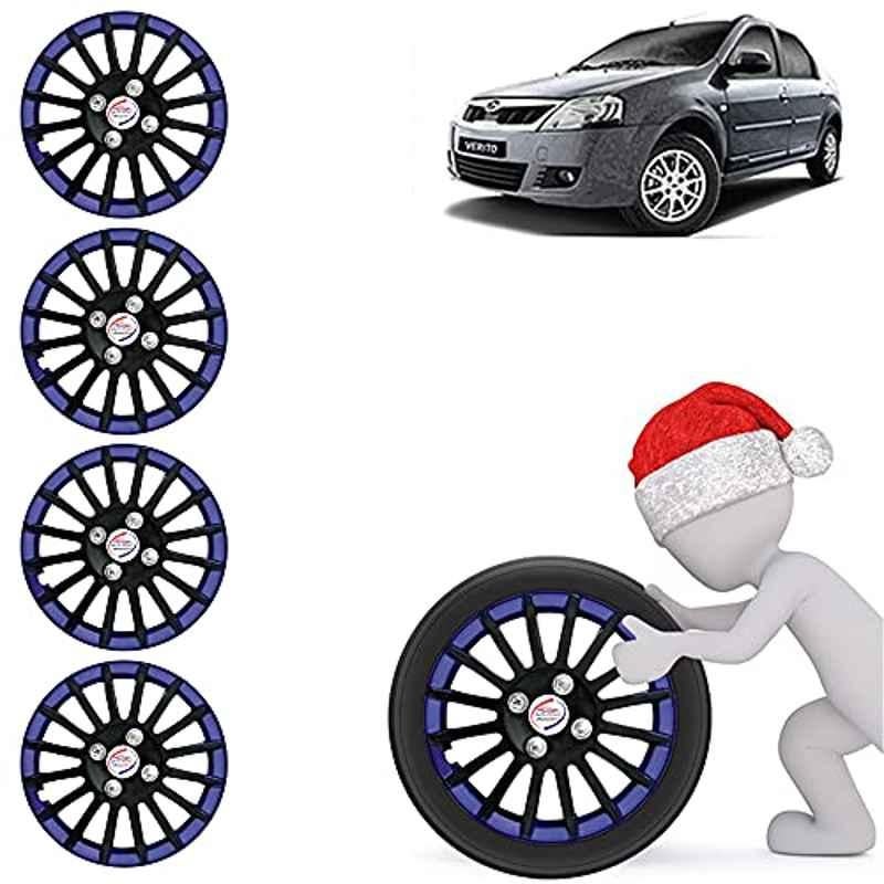 Auto Pearl 4 Pcs 14 inch ABS Black & Blue Press Fitting Wheel Cover Set for Mahindra Verito