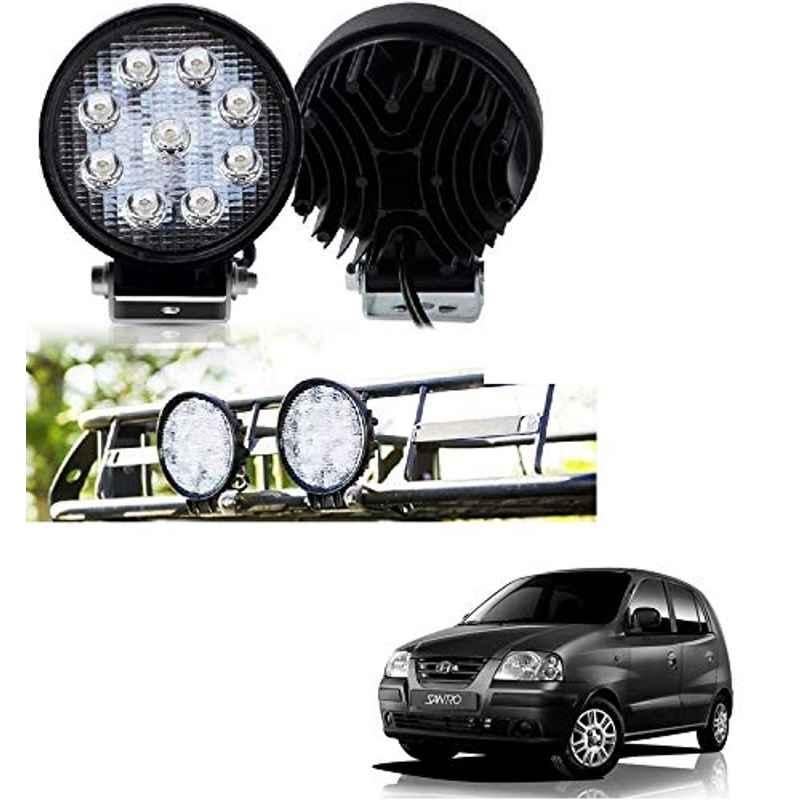 Kozdiko 2 Pcs 27W 4 inch 9 LED Waterproof Round White Fog Light Set with Mounting Brackets for Hyundai Santro, kozd_19950