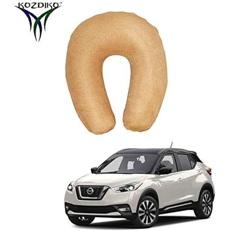 Kozdiko Velvet Beige U-Shape Travel Neck Rest Cushion Pillow for Jaguar XJ, Koz-71674