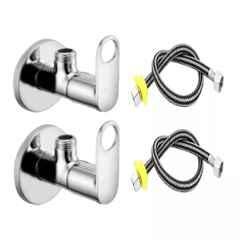 Fastgear 4 Pcs Prime Stainless Steel Silver Chrome Finish Bathroom Faucet Set, FG1131