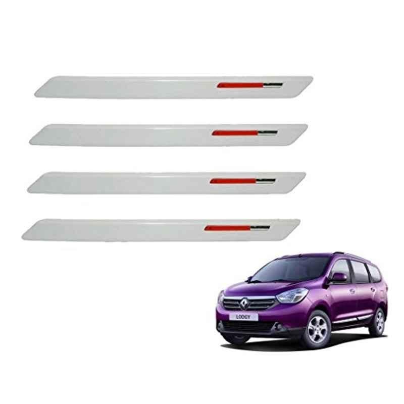 Kozdiko 4 Pcs White & Red Designer Car Bumper Protector Set for Renault Lodgy, KOZ-20007