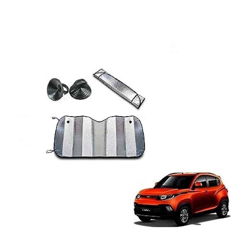 Kozdiko Aluminium Foil UV Protection Silver Windshield Sun Shade for Mahindra KUV 100