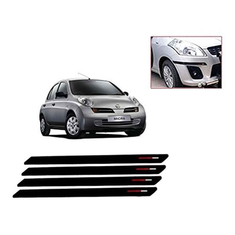 Kozdiko 4 Pcs Black & Red Bumper Protector Set for Nissan Micra