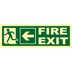 Telly Safety 4x12 inch Vinyl Fire Exit Safety Sign Escape Direction Board with Left Arrow