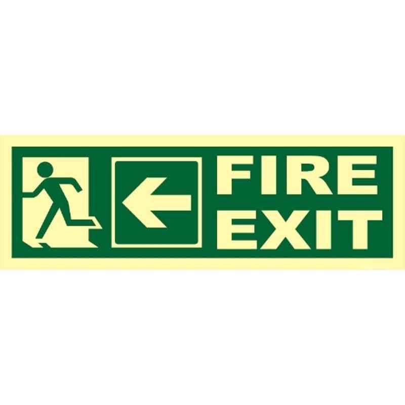 Telly Safety 4x12 inch Vinyl Fire Exit Safety Sign Escape Direction Board with Left Arrow