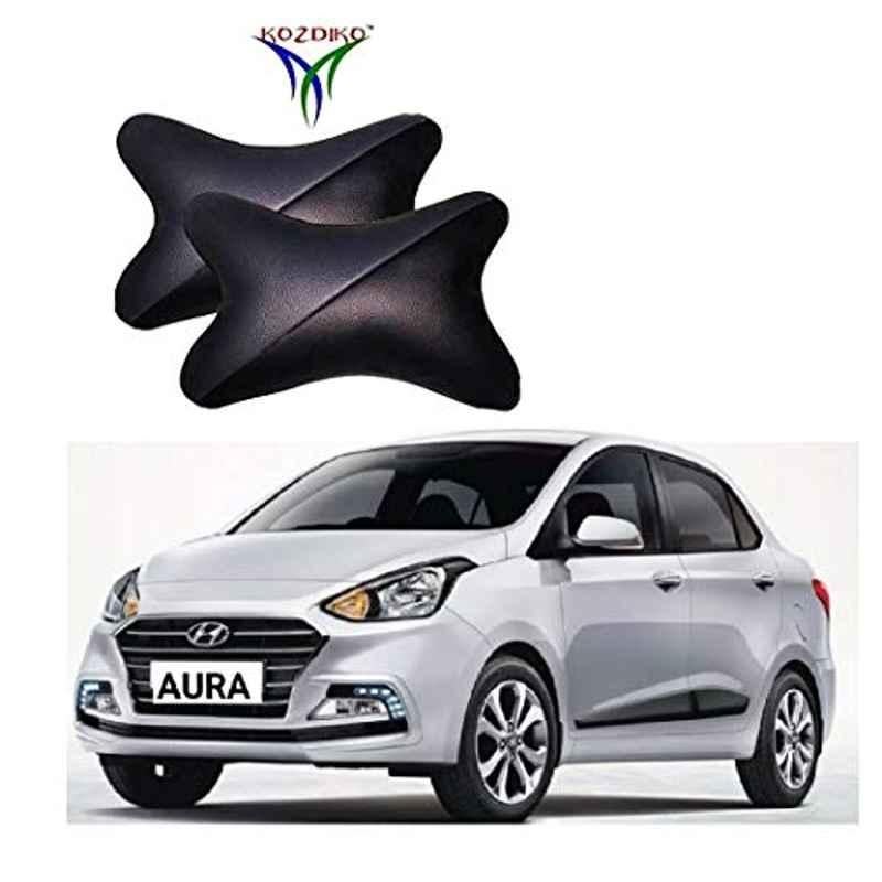 Kozdiko 2 Pcs Grey Black Neck Rest Cushion Pillow Set for Hyundai Aura