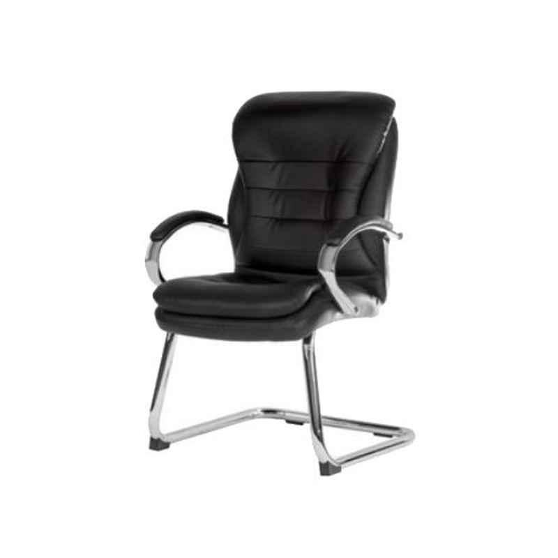 Master Labs Black Leatherite Office Visitor Chair with Arm, MLF-031