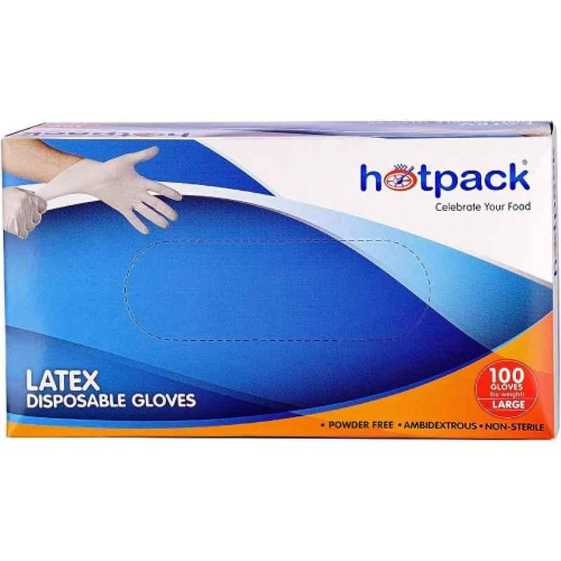 Hotpack 100Pcs Latex Gloves Box, Size: Large (Pack of 10)