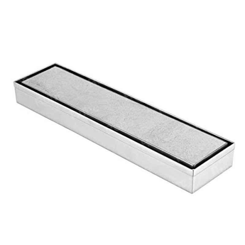 Ruhe 12x3 inch 304 Grade Stainless Steel Marble Insert Shower Drain Channel for 21mm Marble, 16-0202-01