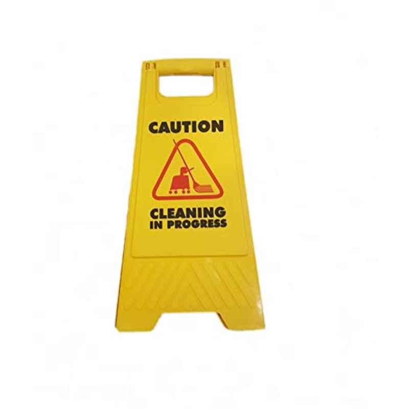 Foldable Sign Board For Cleaning Warning Plastic (Yellow)