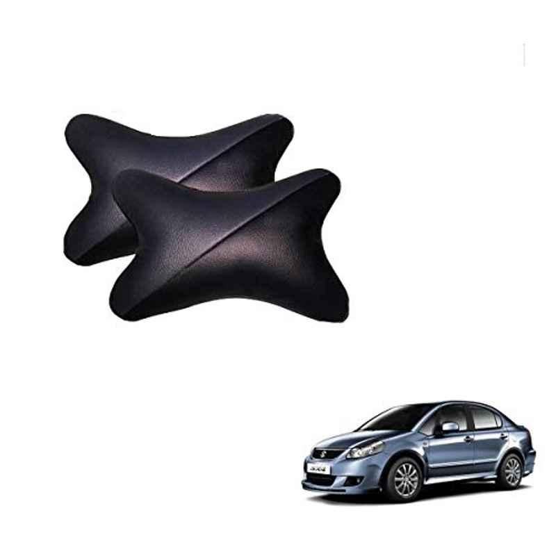 Kozdiko 2 Pcs Memory Foam Grey & Black Car Neck Rest Cushion Pillow Set for Maruti Suzuki SX4