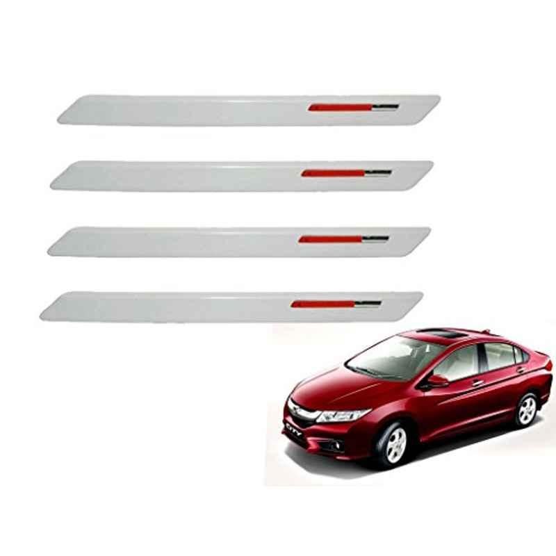 Kozdiko 4 Pcs White & Red Designer Car Bumper Protector Set for Honda City, KOZ-22587