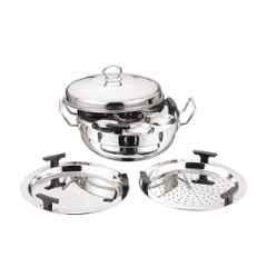 Vinod 26cm Stainless Steel Induction Friendly Multi Kadhai, SSMUKD26 (Pack of 3)