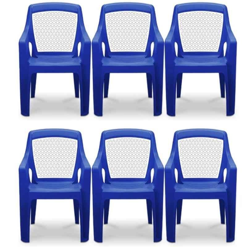 Maharaja Safari114 560x565x840mm Plastic Blue Heavy Duty Luxury Armrest Chair (Pack of 6)