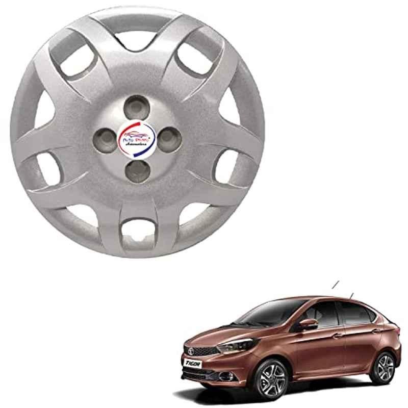 Auto Pearl 4 Pcs 13 inch ABS Punto Silver PN 32 Hubcap Wheel Cover Set with Retention Ring for Tata Tiagor