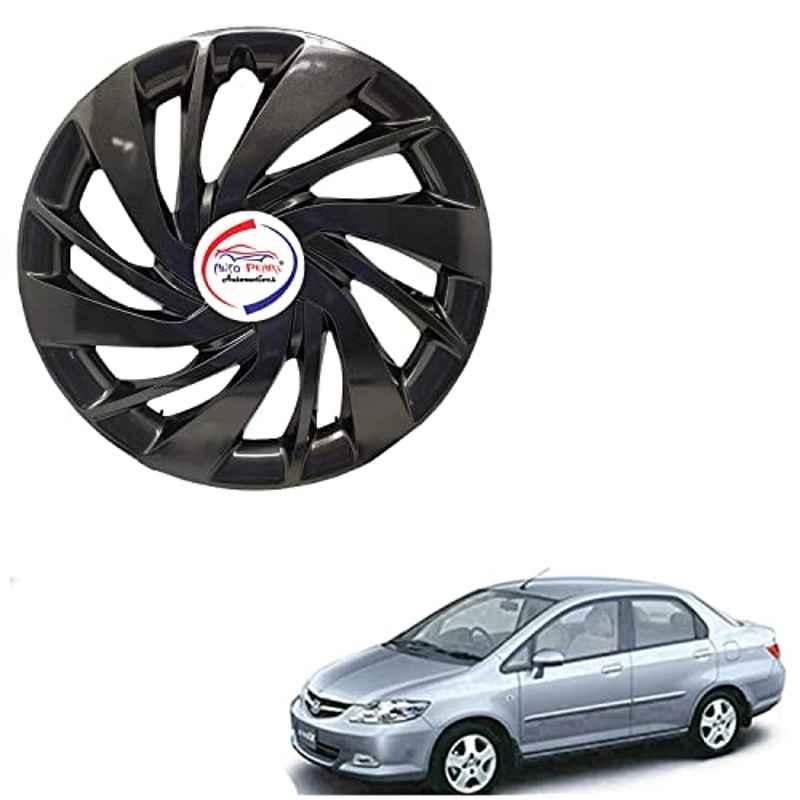 Auto Pearl 4 Pcs 14 inch ABS Black ER10 Hubcap Wheel Cover Set with Retention Ring for Honda City ZX