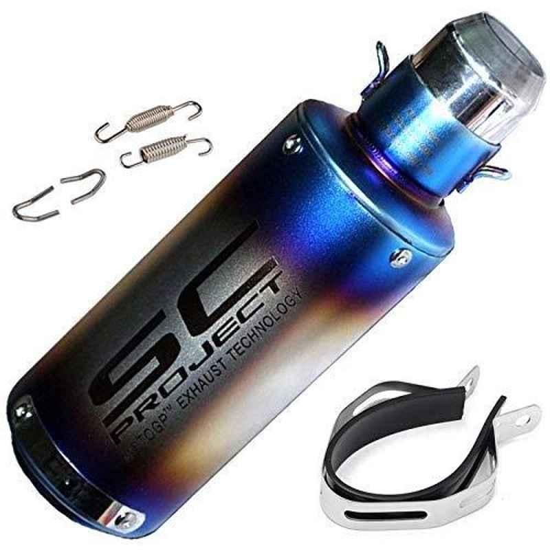RA Accessories Blue SC Project Mini Silencer Exhaust for TVS Fiero FX