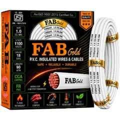 Fabgold 1 Sqmm White FR PVC Multi Strand Electrical Wire, FABGOLD12, Length: 90m