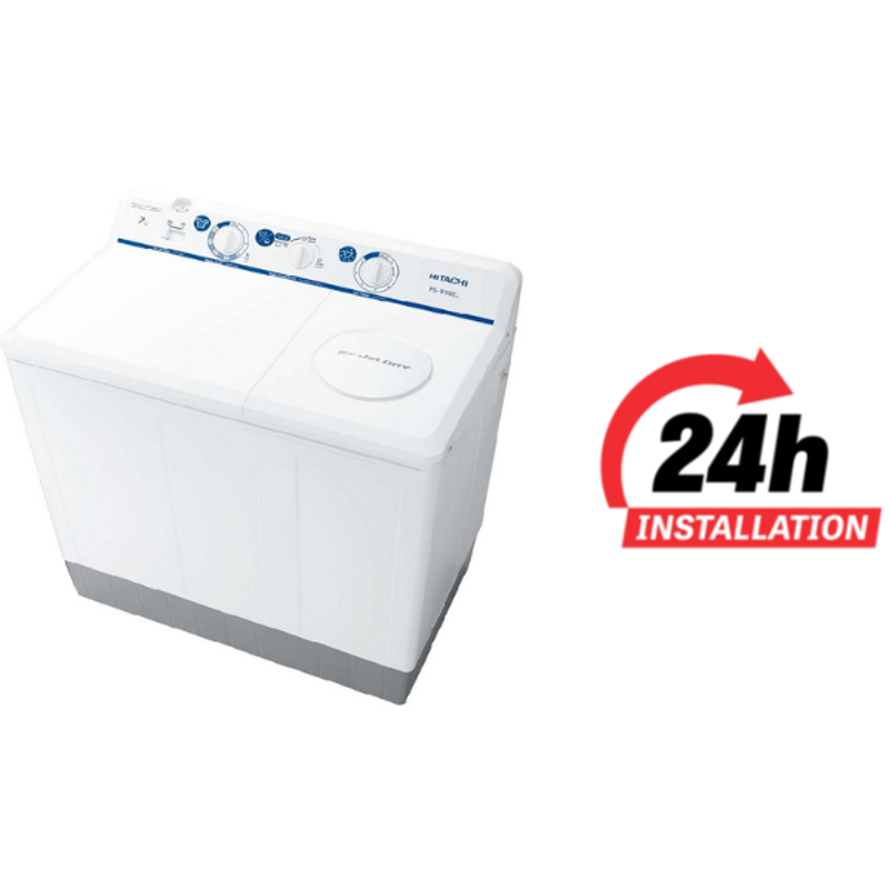 Hitachi 7kg White Top Loading Twin Tub Semi Automatic Washing Machine, PS999EJ3CGXWH