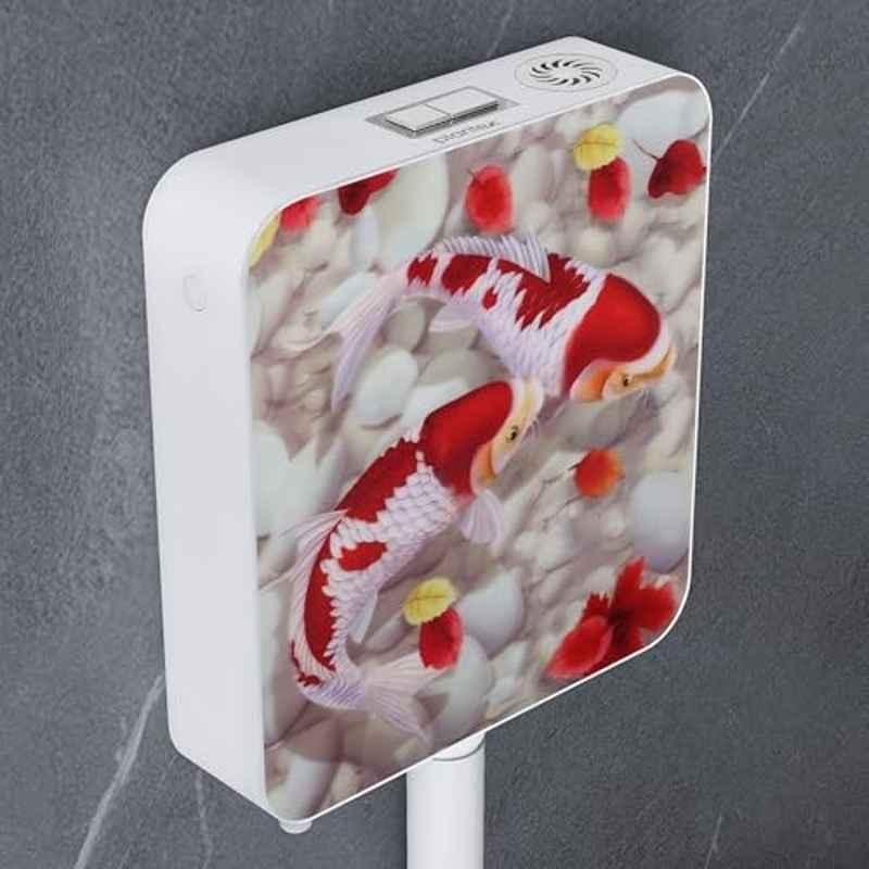 Plantex 3D Printed Flush Tank for Toilet with 7 LTR Water Capacity/Polypropylene Toilet Flush Tank/Dual Flush Cistern with Air Freshener, APS-4507-121-3D-WHITE-FLUSH-TANK