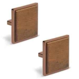 Plantex Knobs for Drawer/Square Drawer Knobs/Knobs for Cabinets/Pull-Push Knobs for Kitchen/Bedroom Drawer (Pack of 2) Big, Rose Gold & Wood