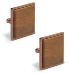 Plantex Knobs for Drawer/Square Drawer Knobs/Knobs for Cabinets/Pull-Push Knobs for Kitchen/Bedroom Drawer (Pack of 2) Big, Rose Gold & Wood