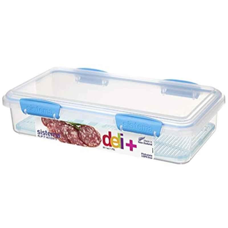 Sistema Deli Storer Plus 1.75L Accents Blue Clip Lunch Box