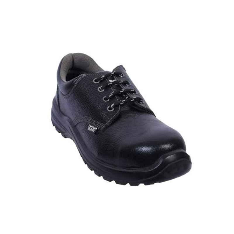 Coffer Safety CS-1012 Leather Steel Toe Black Safety Shoes, Size: 6
