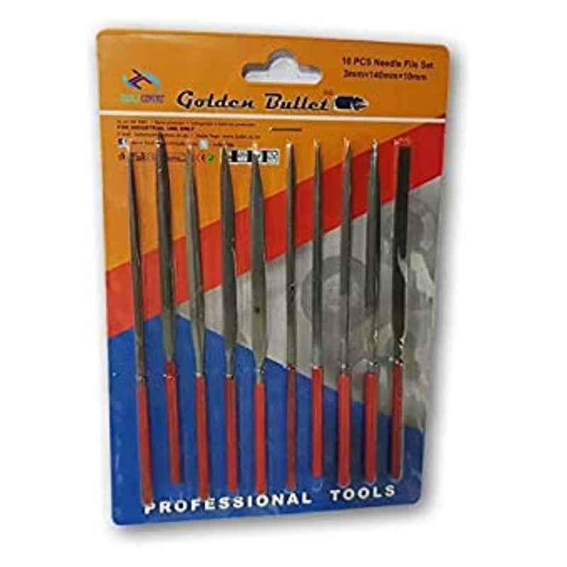 Krost Needle File Set Double-Cut File, 10 Piece, Red