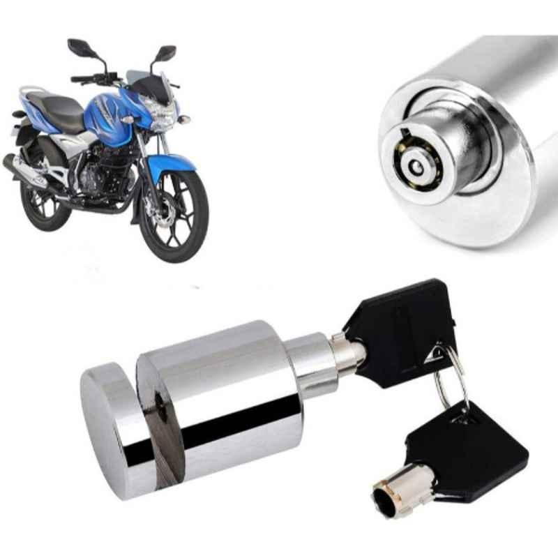 Auto Pearl Stainless Steel Silver Heavy Duty Anti Theft Motorcycle Disc Brake Lock, Lock-022
