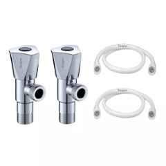 Fastgear 4 Pcs Triangle Stainless Steel Silver Chrome Finish Bathroom Faucet Set, FG1854