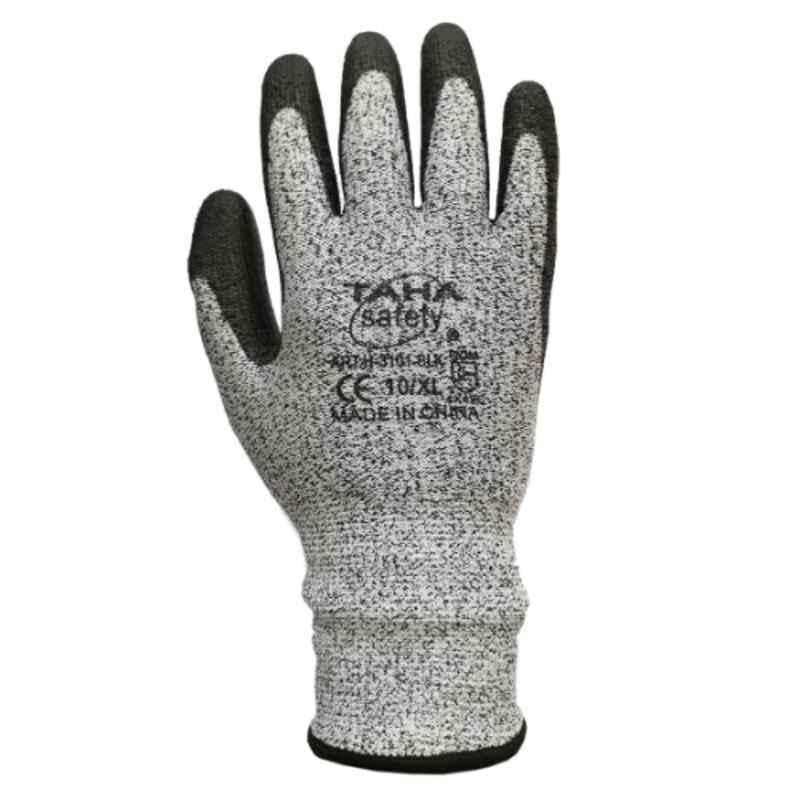 Taha Safety PU Grey & Black Gloves, H3101, Size:XL