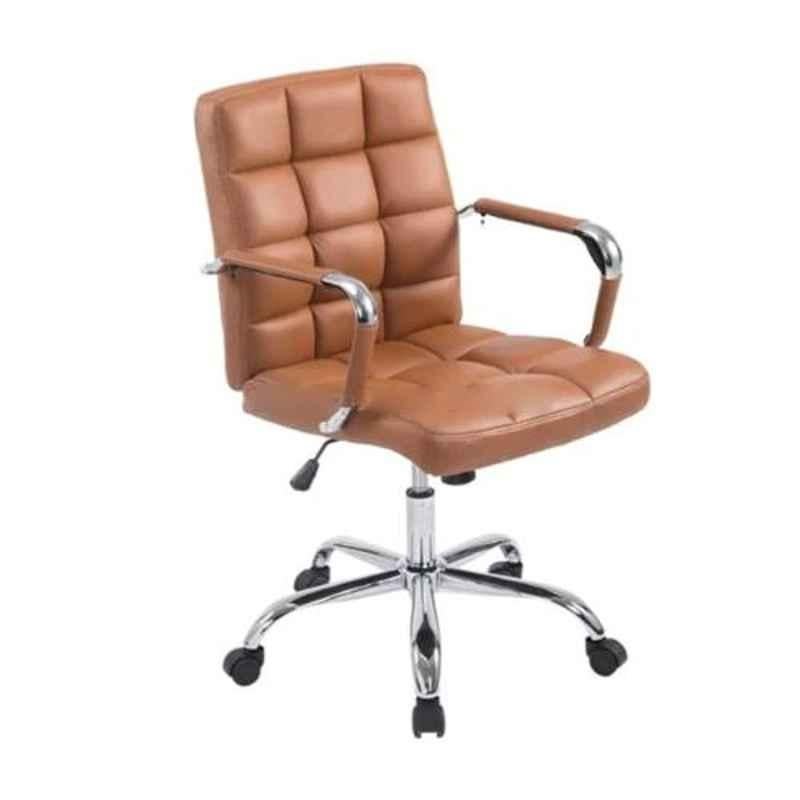 Modern India Leatherette Brown High Back Office Chair, MI253 (Pack of 2)