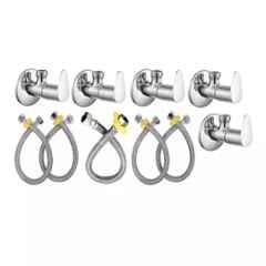 Fastgear 10 Pcs Stainless Steel Silver Chrome Finish Bathroom Faucet Set, FG1173