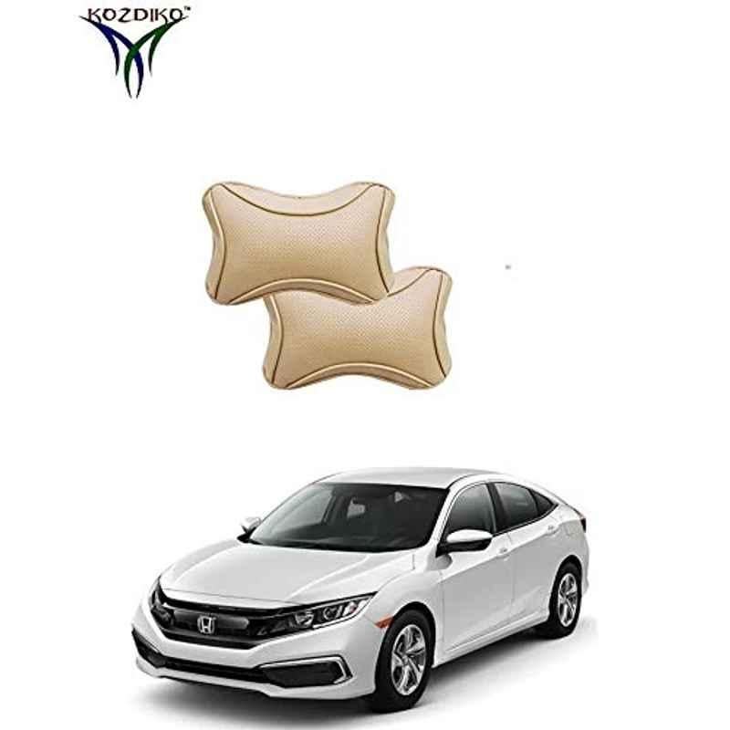 Kozdiko 2 Pcs Memory Foam & Polyester Beige Dots Car Neck Rest Pillow Set for Chevrolet Optra, koz_46127