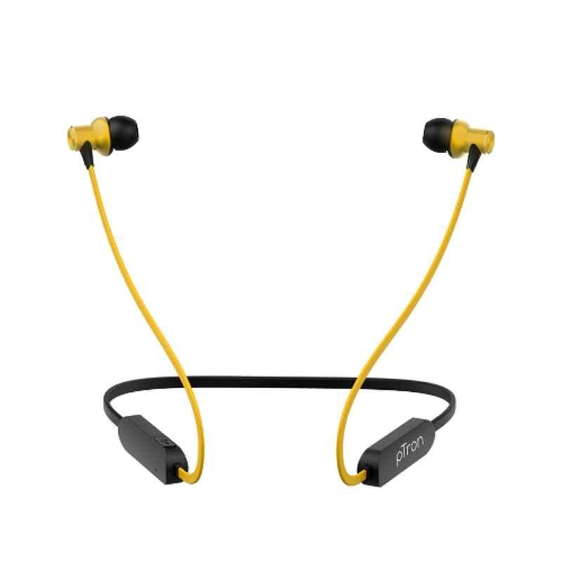 Buy Ptron Avento Classic Black Yellow Bluetooth Wireless Earphones Online At Best Price On Moglix