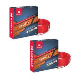 Havells Life Line Plus 1 Sqmm Red Single Core HRFR PVC Insulated Flexible Cable, Length: 90 m (Pack of 2)